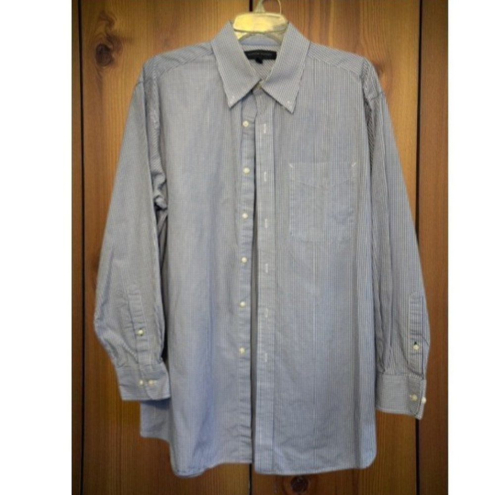 Tommy Hilfiger Men’s Dress Shirt 16 32/33 Blue Check Long Sleeve Classic Preppy